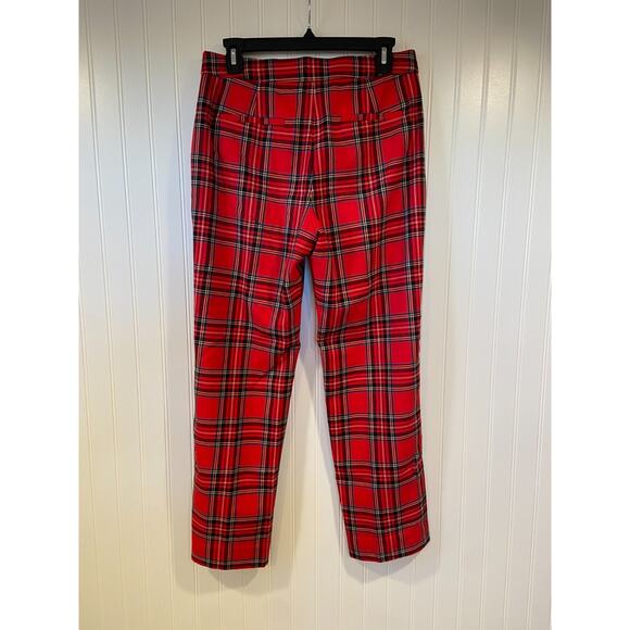 J. Crew Pants Women's 6P Christmas Tartan Plaid Winnie Ankle-Length Red Wool - Picture 4 of 6